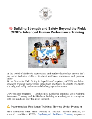 Building Strength and Safety Beyond the Field_ CFSE’s Advanced Human Performance Training