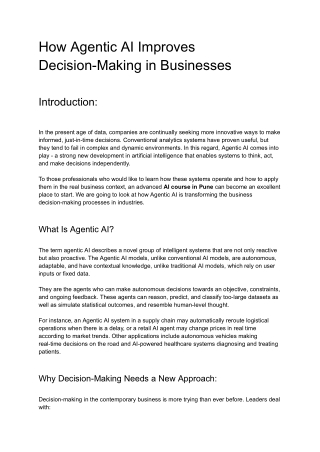 How Agentic AI Improves Decision-Making in Businesses