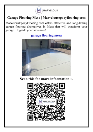Garage Flooring Mesa  Marvelousepoxyflooring.com