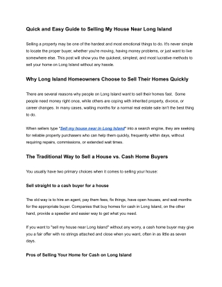 Sell my house near in Long Island