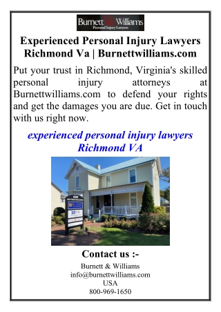 Experienced Personal Injury Lawyers Richmond Va | Burnettwilliams.com