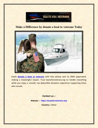 Make a Difference by donate a boat to veterans Today