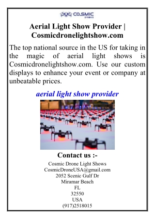 Aerial Light Show Provider | Cosmicdronelightshow.com