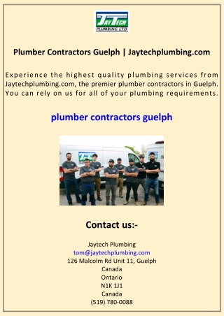 Plumber Contractors Guelph Jaytechplumbing.com
