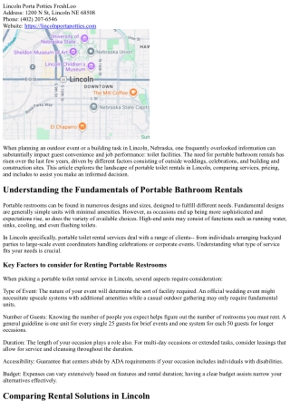 A Comprehensive Comparison of Portable Bathroom Rentals in Lincoln, NE