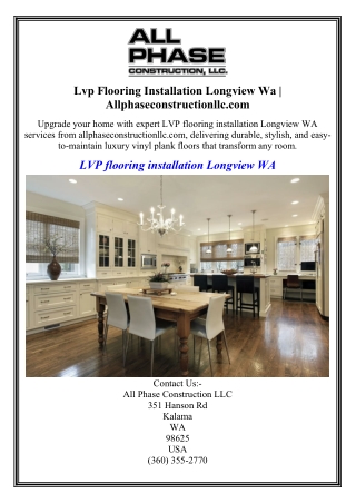 Lvp Flooring Installation Longview Wa  Allphaseconstructionllc.com