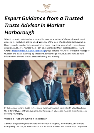 Expert Guidance from a Trusted Trusts Advisor in Market Harborough