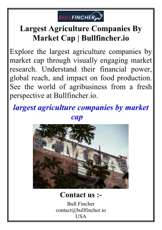 Largest Agriculture Companies By Market Cap | Bullfincher.io
