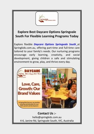 Explore Best Daycare Options Springvale South For Flexible Learning Programs Today