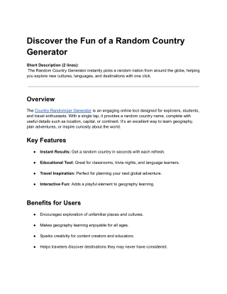Discover the Fun of a Random Country Generator