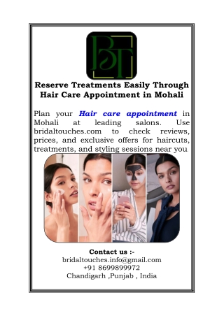 Reserve Treatments Easily Through Hair Care Appointment in Mohali