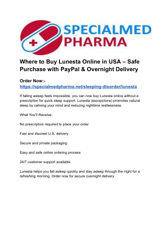 Where to Buy Lunesta Online in USA Safe Purchase with PayPal Overnight Delivery