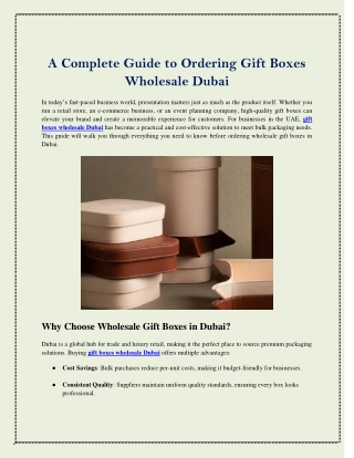 A Complete Guide to Ordering Gift Boxes Wholesale Dubai