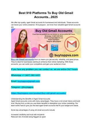 Best 910 Platforms To Buy Old Gmail Accounts