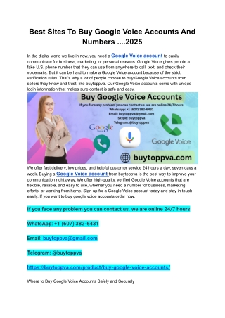 Best Sites To Buy Google Voice Accounts And Numbers ....2025