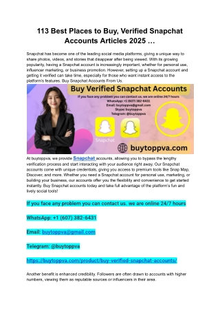 113 Best Places to Buy, Verified Snapchat Accounts Articles 2025 …
