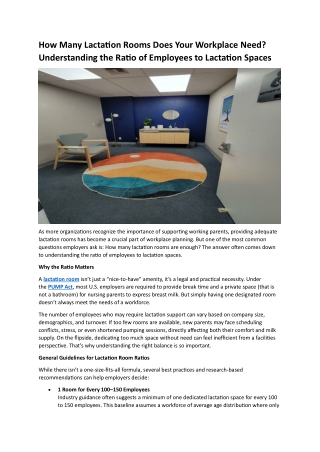How Many Lactation Rooms Does Your Workplace Need