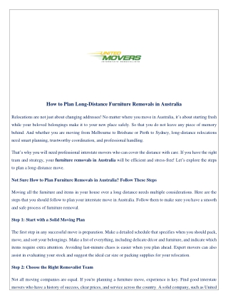 How to Plan Long-Distance Furniture Removals in Australia