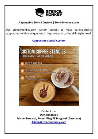 Cappuccino Stencil Custom | Stencilmonkey.com