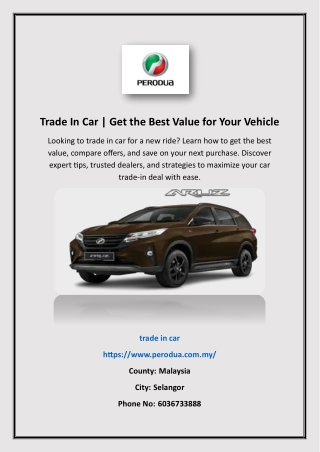Trade In Car | Get the Best Value for Your Vehicle
