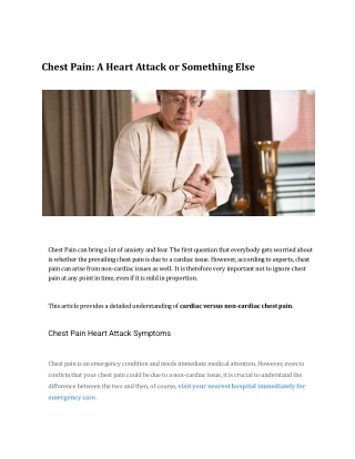 Chest Pain: A Heart Attack or Something Else?