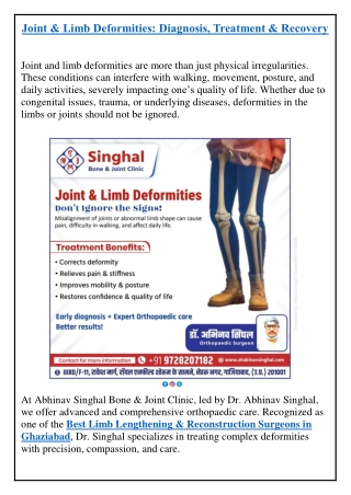 Joint & Limb Deformities: Diagnosis, Treatment & Recovery