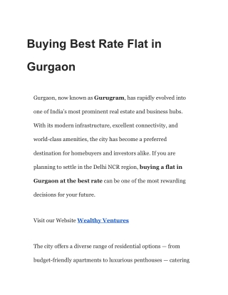 Buying Best Rate Flat in Gurgaon