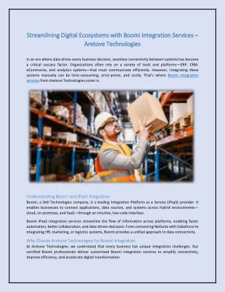 Streamlining Digital Ecosystems with Boomi Integration Services – Aretove .