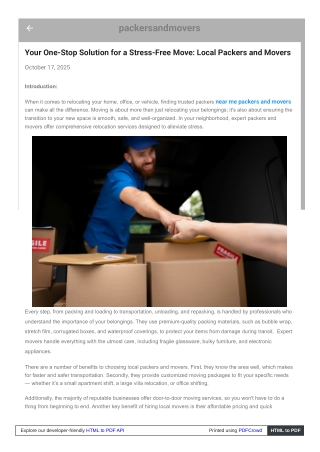 Local Packers and Movers: Your One-Stop Shop for a Stress-Free Move