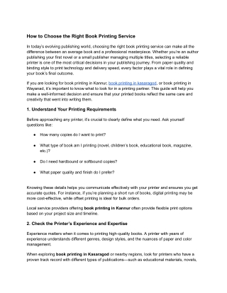 How to Choose the Right Book Printing Service