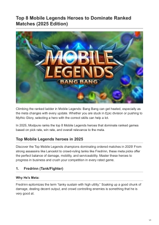 Top 8 Mobile Legends Heroes to Dominate Ranked Matches (2025 Edition)
