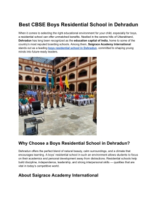 Best CBSE Boys Residential School in Dehradun
