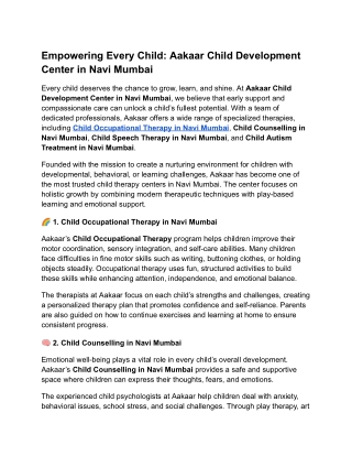 Empowering Every Child_ Aakaar Child Development Center in Navi Mumbai
