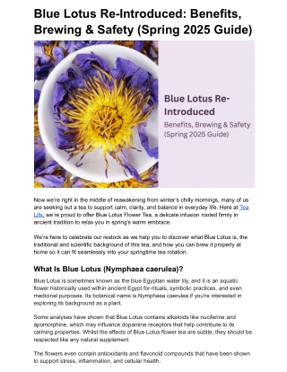 Blue Lotus Re-Introduced Benefits, Brewing & Safety (Spring 2025 Guide)