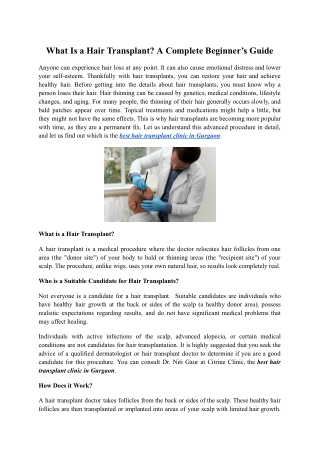 What Is a Hair Transplant? A Complete Beginner’s Guide