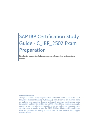 SAP IBP Certification Study Guide - C_IBP_2502 Exam Preparation