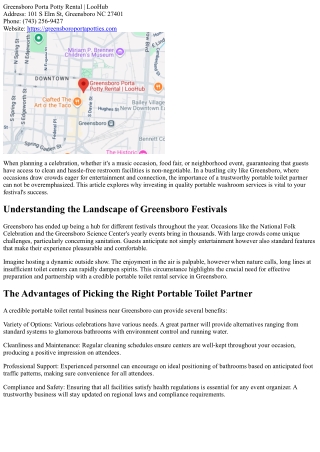 Why Your Next Celebration Needs a Reliable Portable Toilet Partner in Greensboro