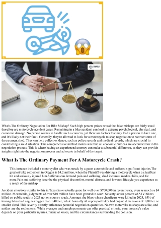 Bike Mishap Negotiation Amounts With Genuine Examples
