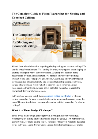 The Complete Guide to Fitted Wardrobes for Sloping and Coombed Ceilings