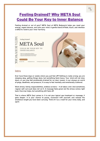 Feeling Drained? Why META Soul Could Be Your Key to Inner Balance
