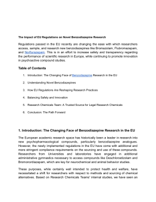 The Impact of EU Regulations on Novel Benzodiazepine Research