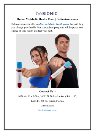Online Metabolic Health Plans | Bebionicnow.com