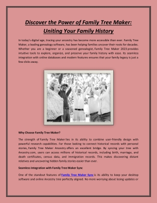 Discover the Power of Family Tree Maker: Uniting Your Family History