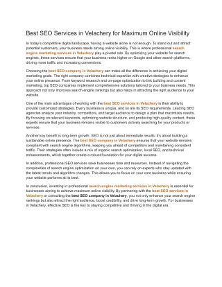 Best SEO Services in Velachery for Maximum Online Visibility