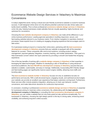 Ecommerce Website Deacsign Services in Velachery to Maximize Conversions