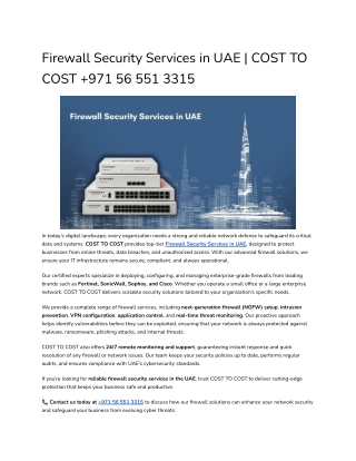 Firewall Security Services in UAE _ COST TO COST  971 56 551 3315