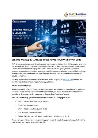 Schema Markup & LLMs.txt Must-Haves for AI Visibility in 2025