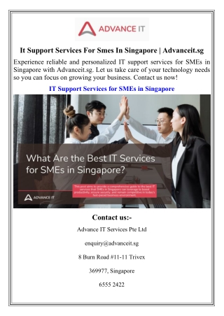 It Support Services For Smes In Singapore  Advanceit.sg