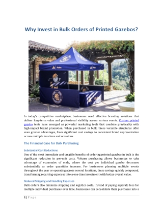 Why Invest in Bulk Orders of Printed Gazebos?