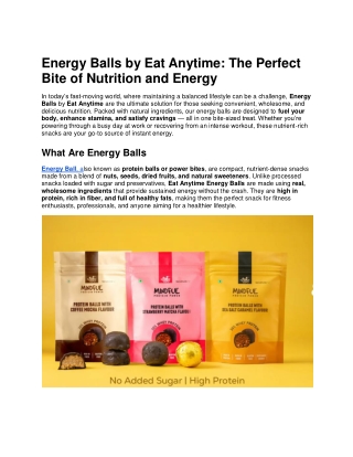 Energy Ball – The Perfect Healthy Snack by Eat Anytime